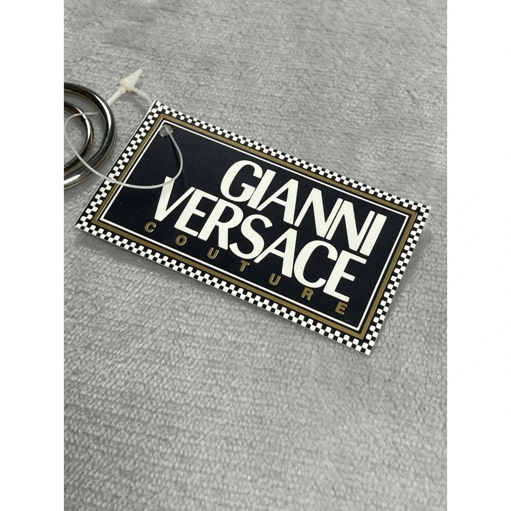 Vintage Gianni Versace Medusa Keychain Unisex Blue Leather Italy